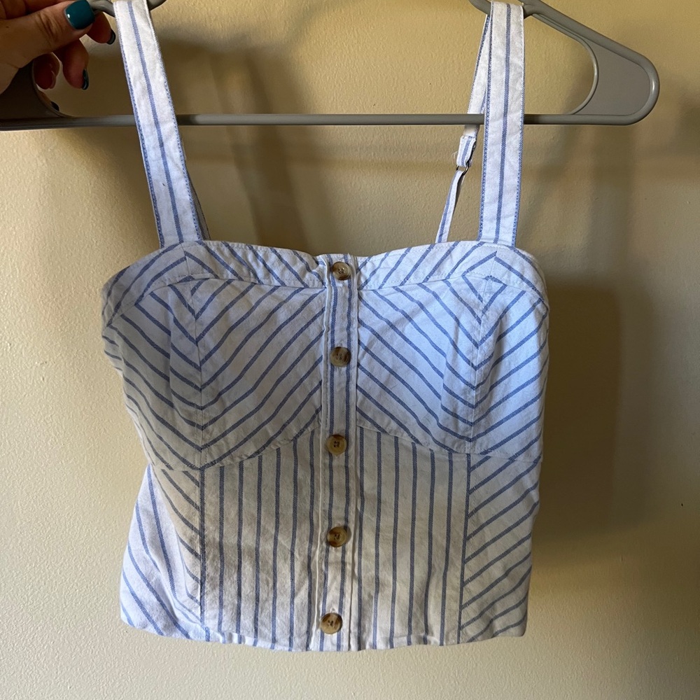 Women’s Abercrombie & Fitch Blue & White Button-Up Tank